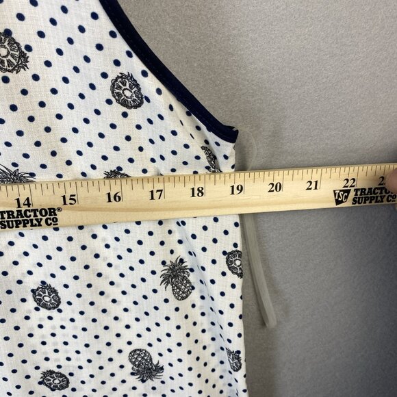 Naif Mini Shift Dress Women's Medium Pineapple Print Pullover White Blue Classy - Picture 5 of 9